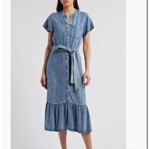 Rails Kahlo Ruffle Hem Denim Midi Dress
